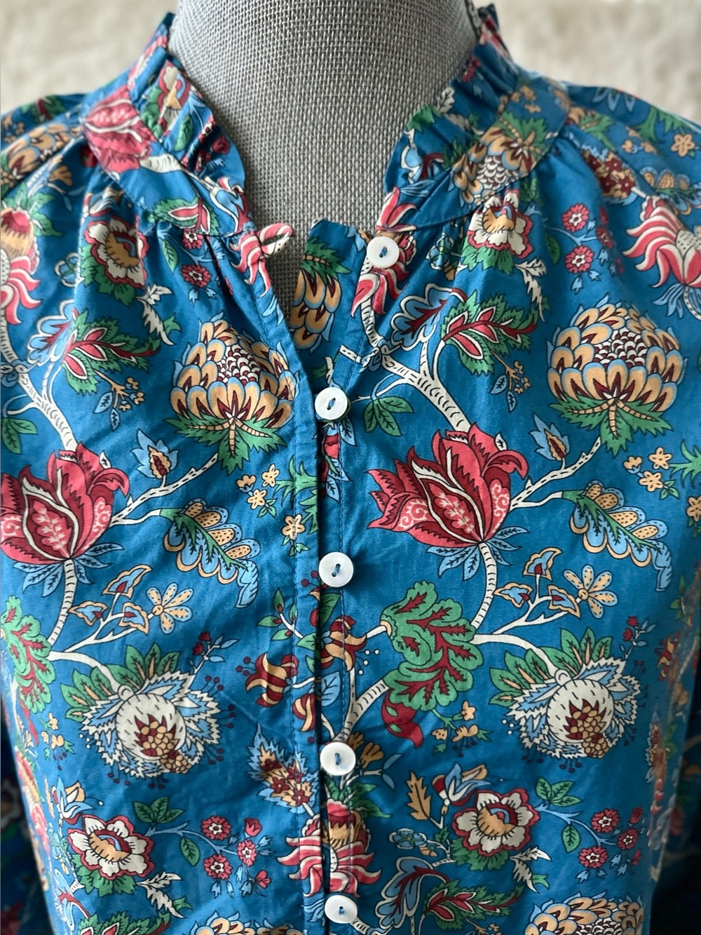 SONMER Floral Cotton Button-Up Shirt - Size XS